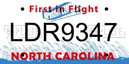 LDR9347 North Carolina License Plate