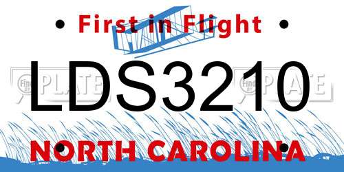 LDS3210 North Carolina License Plate