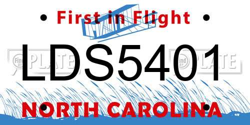 LDS5401 North Carolina License Plate