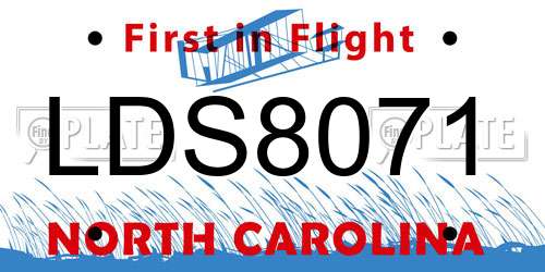 LDS8071 North Carolina License Plate