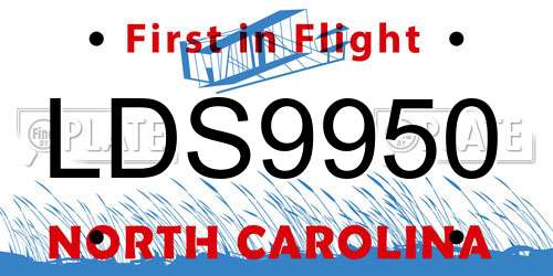 LDS9950 North Carolina License Plate