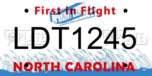 LDT1245 North Carolina License Plate