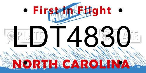 LDT4830 North Carolina License Plate