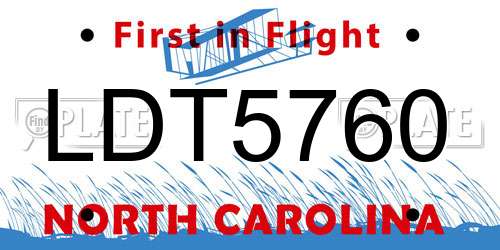 LDT5760 North Carolina License Plate