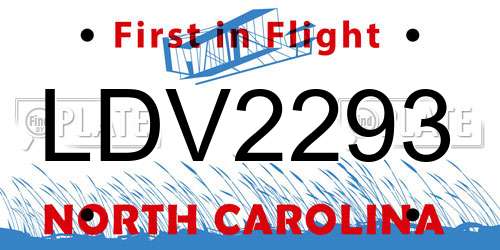 LDV2293 North Carolina License Plate