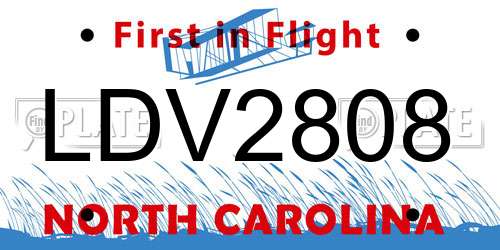 LDV2808 North Carolina License Plate