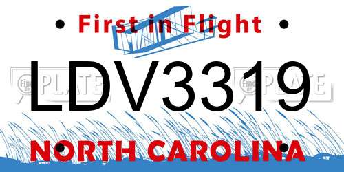LDV3319 North Carolina License Plate