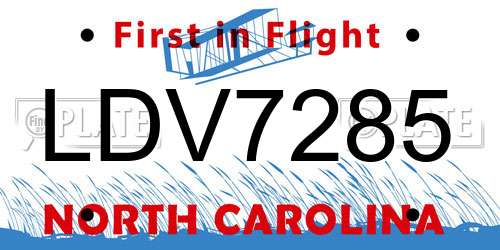 LDV7285 North Carolina License Plate