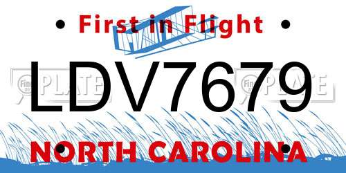 LDV7679 North Carolina License Plate
