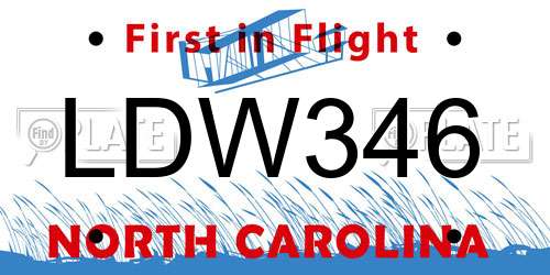 LDW346 North Carolina License Plate