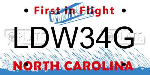 LDW34G North Carolina License Plate