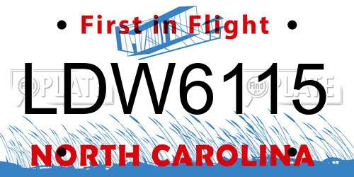 LDW6115 North Carolina License Plate