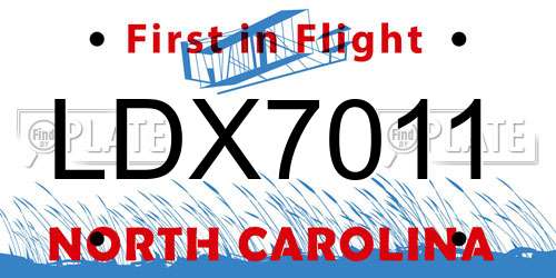 LDX7011 North Carolina License Plate