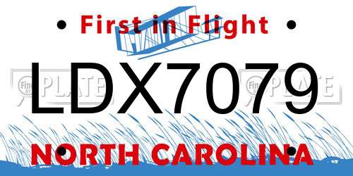 LDX7079 North Carolina License Plate