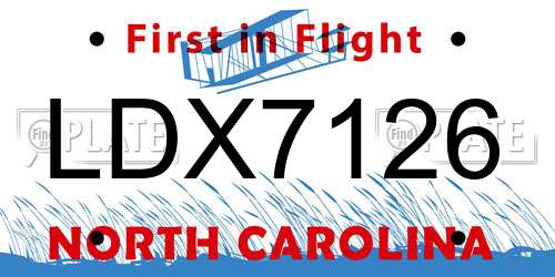 LDX7126 North Carolina License Plate