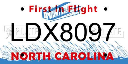 LDX8097 North Carolina License Plate