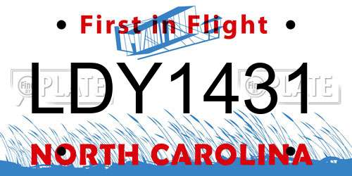 LDY1431 North Carolina License Plate
