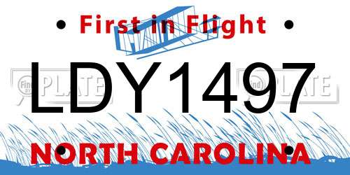 LDY1497 North Carolina License Plate
