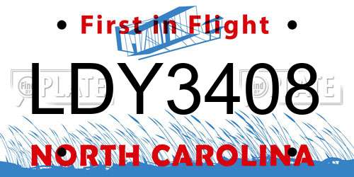LDY3408 North Carolina License Plate
