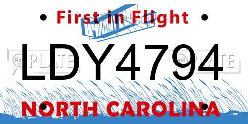 LDY4794 North Carolina License Plate