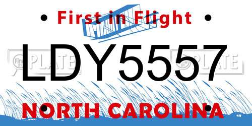 LDY5557 North Carolina License Plate