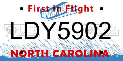 LDY5902 North Carolina License Plate