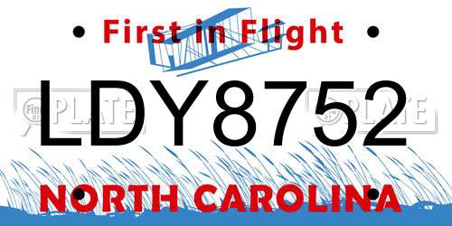 LDY8752 North Carolina License Plate