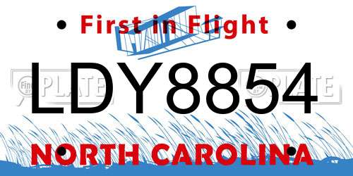 LDY8854 North Carolina License Plate