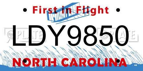 LDY9850 North Carolina License Plate