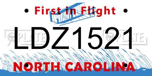 LDZ1521 North Carolina License Plate