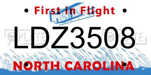LDZ3508 North Carolina License Plate