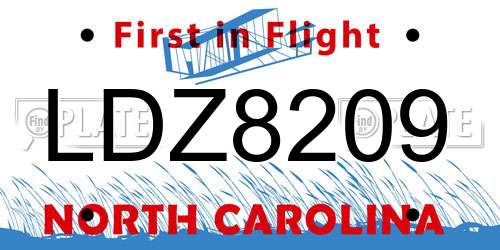 LDZ8209 North Carolina License Plate