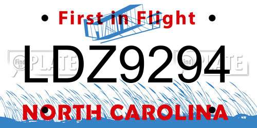 LDZ9294 North Carolina License Plate