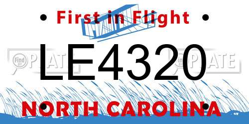 LE4320 North Carolina License Plate