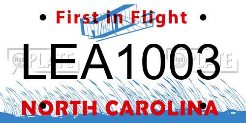LEA1003 North Carolina License Plate