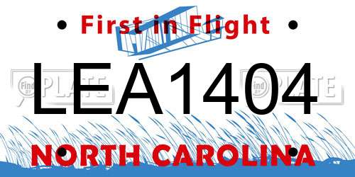 LEA1404 North Carolina License Plate