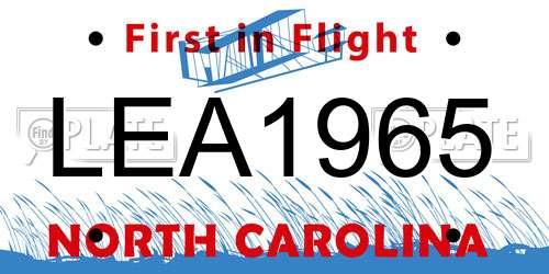 LEA1965 North Carolina License Plate