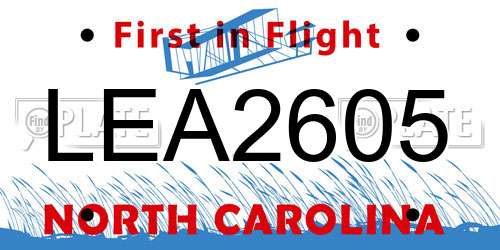 LEA2605 North Carolina License Plate