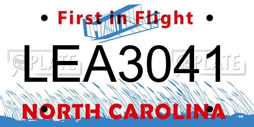 LEA3041 North Carolina License Plate