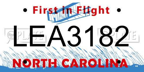 LEA3182 North Carolina License Plate