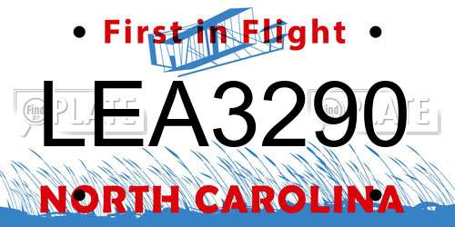 LEA3290 North Carolina License Plate