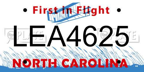 LEA4625 North Carolina License Plate