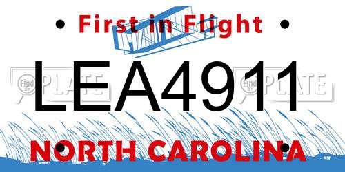 LEA4911 North Carolina License Plate