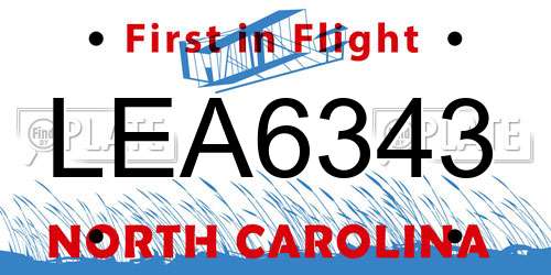 LEA6343 North Carolina License Plate