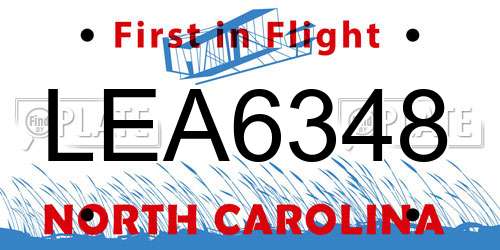 LEA6348 North Carolina License Plate