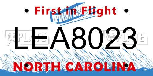 LEA8023 North Carolina License Plate