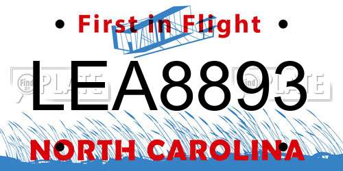 LEA8893 North Carolina License Plate