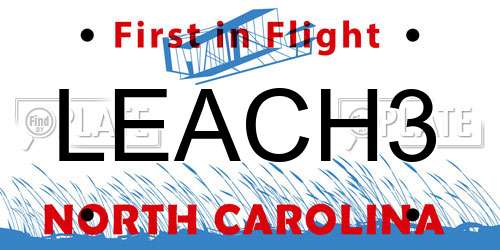 LEACH3 North Carolina License Plate