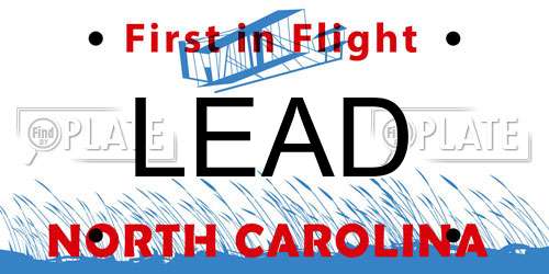 LEAD North Carolina License Plate