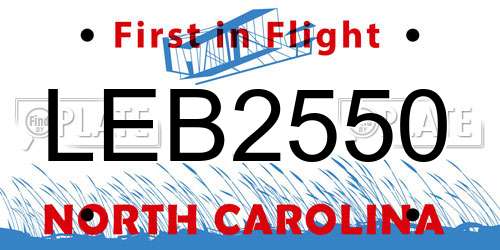 LEB2550 North Carolina License Plate